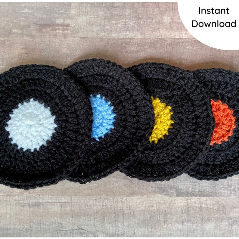 Retro Crochet Vinyl Coaster Pattern for Beginners Etsy