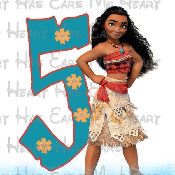 Moana Birthday image ANY NAME NUMBER png digital file sublimation print Waterslide tshirt design