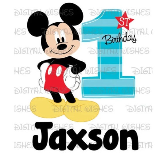 Mickey Mouse 1st Birthday Boy Image Personalized Png Digital | Etsy
