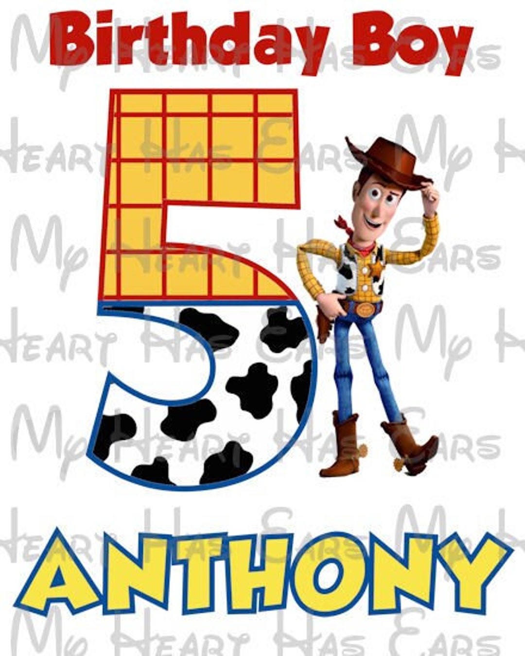 Woody Cowboy Toy Story Birthday Boy ANY NAME NUMBER Image Png Digital