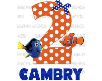 Finding Nemo Dory birthday girl image personalized any NAME NUMBER png clipart digital file sublimation print Waterslide tshirt design