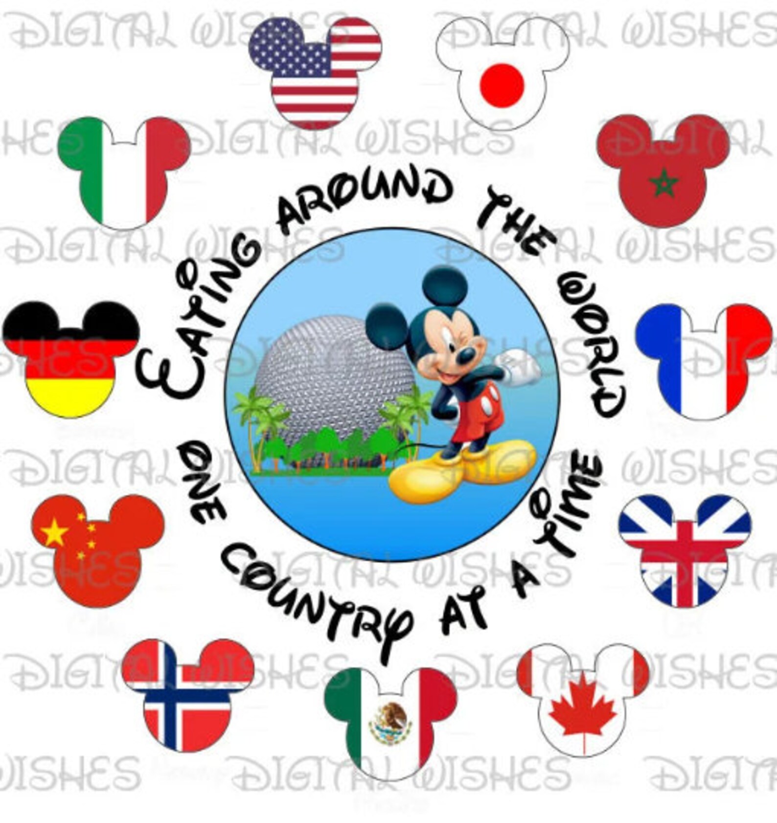Epcot Spaceship Earth Eating Around the World Mickey Mouse Etsy