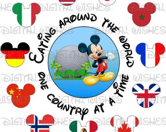 Epcot Spaceship Earth Eating around the  world Mickey Mouse clipart image png digital file sublimation print Waterslide tshirt design