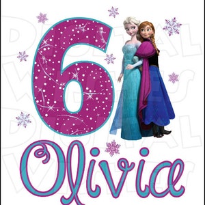 Anna and Elsa Frozen birthday image personalized ANY NAME NUMBER png digital file sublimation print Waterslide tshirt design