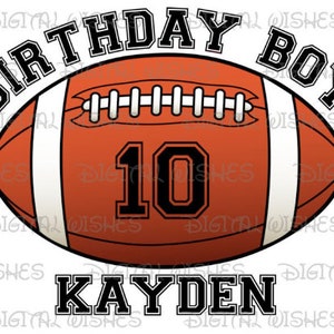 Football birthday image personalized any NAME NUMBER png clipart digital file sublimation print Waterslide tshirt design