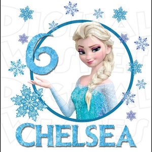 Elsa snow Birthday girl ANY NAME NUMBER image png digital file sublimation print Waterslide tshirt design