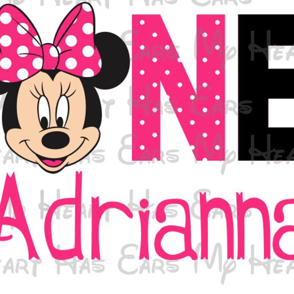 Minnie Mouse One 1st birthday image personalized png digital file sublimation print Waterslide tshirt design