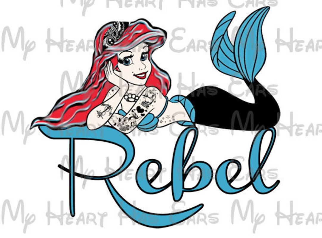 Ariel the Little Mermaid Rebel With Tattoos Image Png Digital File