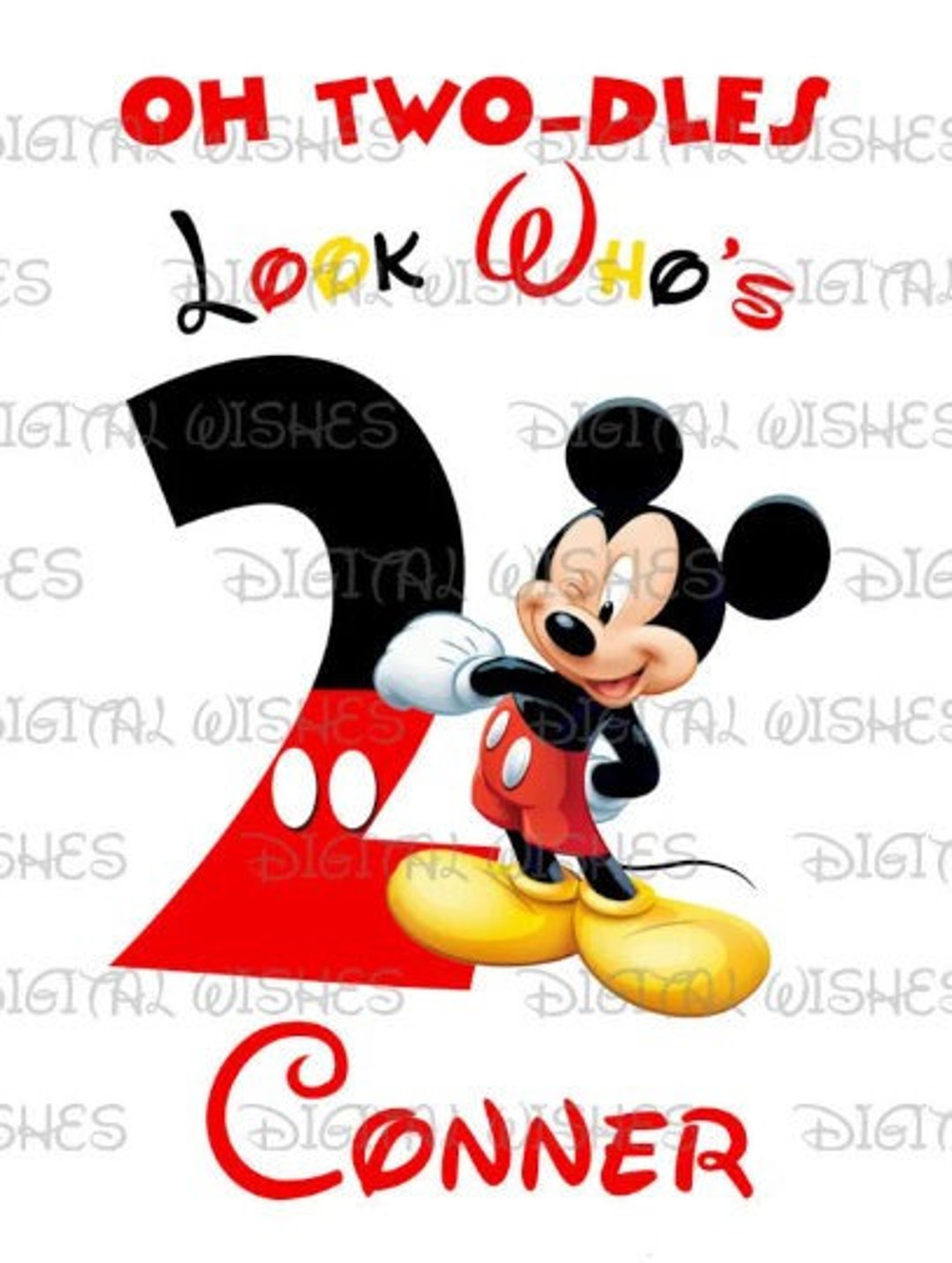 Mickey Mouse 2nd Twodles Birthday Image Personalized Png Digital File