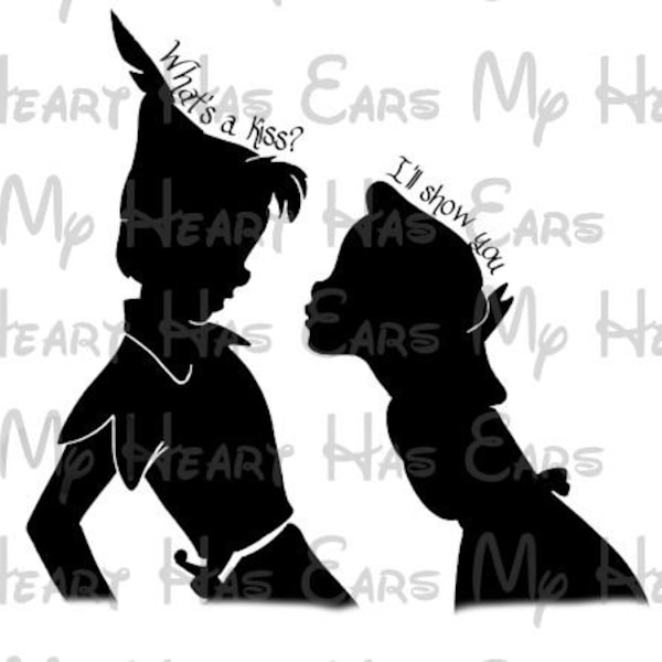 Peter Pan Wendy What's a kiss silhouette image png digital file sublimation print Waterslide tshirt design