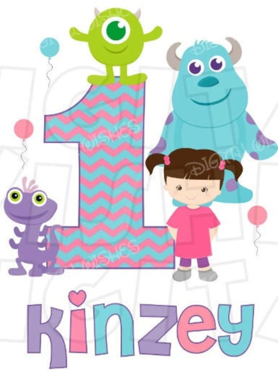 Baby Monsters Inc Birthday Girl Image Personalized Png Digital