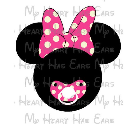 Baby Minnie Mouse cabeza orejas con chupete binky imagen png archivo  digital sublimación impresión Camiseta Waterslide diseño