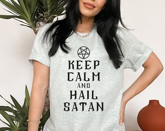 Keep Calm Hail Satan Shirt | Baphomet shirt, funny Satan shirt, Satanic clothing, Satanic Temple, devil shirt, occult shirt, goth shirt, 666