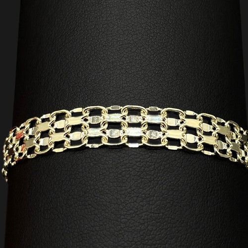 10K Real Solid Gold Bismarck Chain Bracelet 10K Gold Bismark Etsy