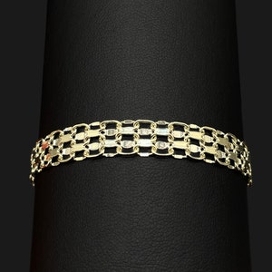 10K Real Gold Diamond Cut Chain Bracelet - Bismark Chain Bracelet - Adjustable Bracelet - Gold Dainty Bracelet - 8mm 7" + 1"