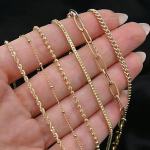 14K Real Gold Chain Combo Listing - Rope, Miami Cuban, Beaded, Paperclip, Moon & Franco Chains 14K Gold Set