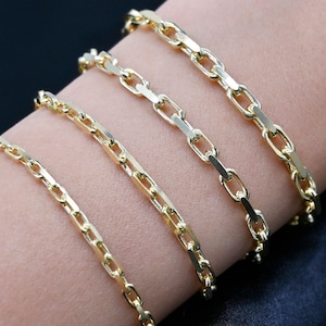 14K Solid Gold Round Box Chain Bracelet 14K Solid Gold Bracelet 2.7mm 3.2mm 3.7mm 4mm Gold Bracelet 14K Gold Bracelet Men Women Box Bracelet
