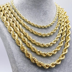 10K Gold Rope Chain Real Rope Chain Necklace - 10K Gold Chain - Twisted Diamond Cut Chain - 20&quot; to 28&quot; inches  | Gold Chain Men - Women