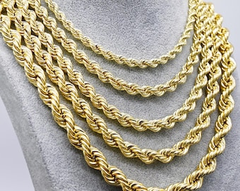 10KT イエロー ゴールド ライト ロープ チェーン ネックレス 長