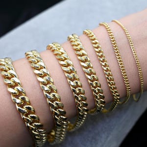 10K äkta gult guld Miami kubanskt länkarmband - Unisex