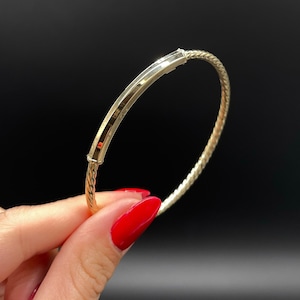 10K Gold Twisted Hinged Bar Bangle Bracelet Textured Cuff Bangle | 5mm - 5.45 grams Real 10K Gold Bangle Bracelet