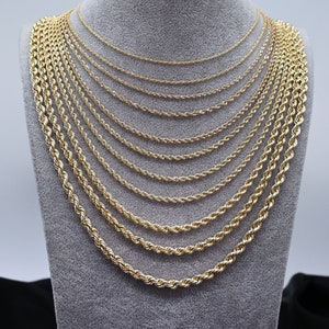 14K Gold Rope Chain Real Rope Chain Necklace - 14K Gold Chain - Twisted Diamond Cut Chain - 16" to 26" inches -  | Gold Chain Men - Women