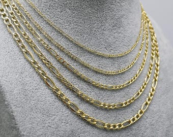 ゴールド 10K ネックレス 55cm フィガロチェーン 2mm イタリア製 フィガロチェーンネックレス 14K イエローホワイト リアルゴールド 2mm