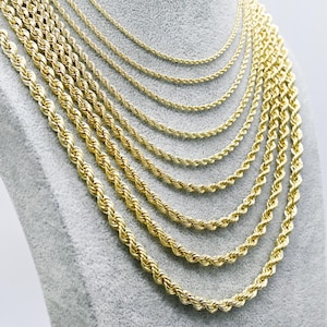 14Kゴールドイエローロープチェーン | 14Kゴールドツイストロープチェーン | 男女兼用ゴールドジュエリー - 耐久性のあるユニセックスブレスレット、全サイズ展開