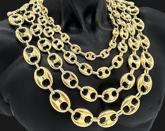 6mm Puffed Mariner Anchor Link Chain Necklace REAL 10K Yellow Gold