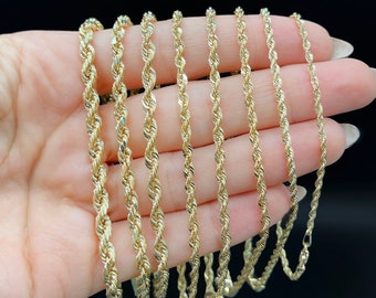 10K Gold Rope Chain Gold Rope Chain Bracelet 1.5mm 2.3mm 2.5mm 3mm 3.4mm 3.8mm 4mm 4.5mm 4.8mm 10K Rope Bracelet 10K Gold Chain  Men, Women
