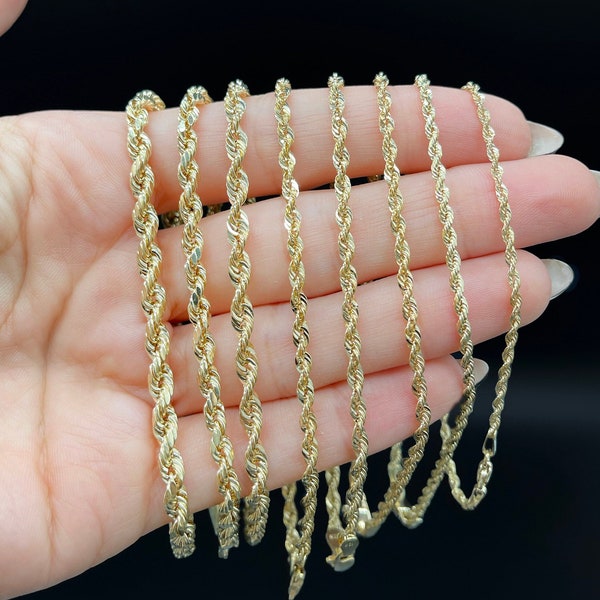 10K Gold Rope Chain Gold Rope Chain Bracelet 1.5mm 2.3mm 2.5mm 3mm 3.4mm 3.8mm 4mm 4.5mm 4.8mm 10K Rope Bracelet 10K Gold Chain  Men, Women