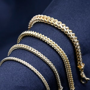 14K Real Gold Franco Chain Bracelet | Franco Bracelet - 14K Gold Bracelet - Bracelet for Men Women - 14K Bracelet