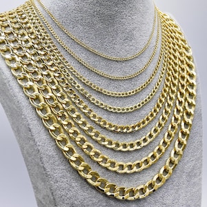10K Real Gold Cuban Curb Link Chain | Real 10K Gold Chain | Women - Men Chain Yellow Gold | All Sizes 16&#39;&quot; to 24&quot;