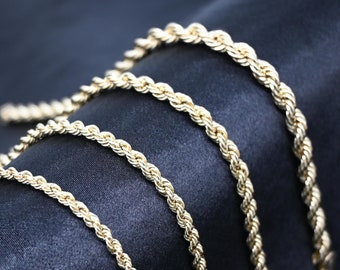 14K Gold Rope Chain Bracelet - Rope Bracelet - 14K Gold Bracelet - Twisted Diamond Cut Bracelet Real Gold Bracelet Men Women | 14K Bracelet