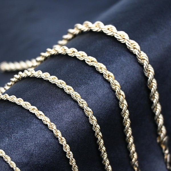 Pulsera de cadena de cuerda de oro de 14K - pulsera de cuerda - pulsera de oro de 14K - pulsera de corte de diamante retorcido pulsera de oro real hombres mujeres / pulsera de 14K