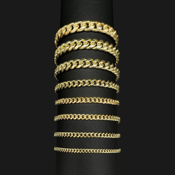 14K Real Gold Miami Cuban Chain Link Bracelet - 14K Cuban Link Bracelet - 14K Gold Thick Bracelet - All Sizes -  7" - 8" - 8.5" Men - Women