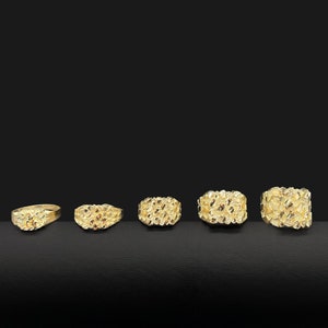 Real Solid Gold 10K Square Nugget Ring | 10K Gold Ring | Yellow Gold | 9.5mm 10mm 12mm 15mm 18mm | Statement Rings | All Sizes