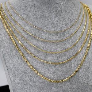 Runde Kastenkette aus 14-karätigem Gelbgold – Unisex