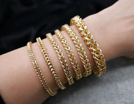 Franco Bracelet Mens 14k Gold Bangle Bracelet 14K Real Gold Franco - Main Image