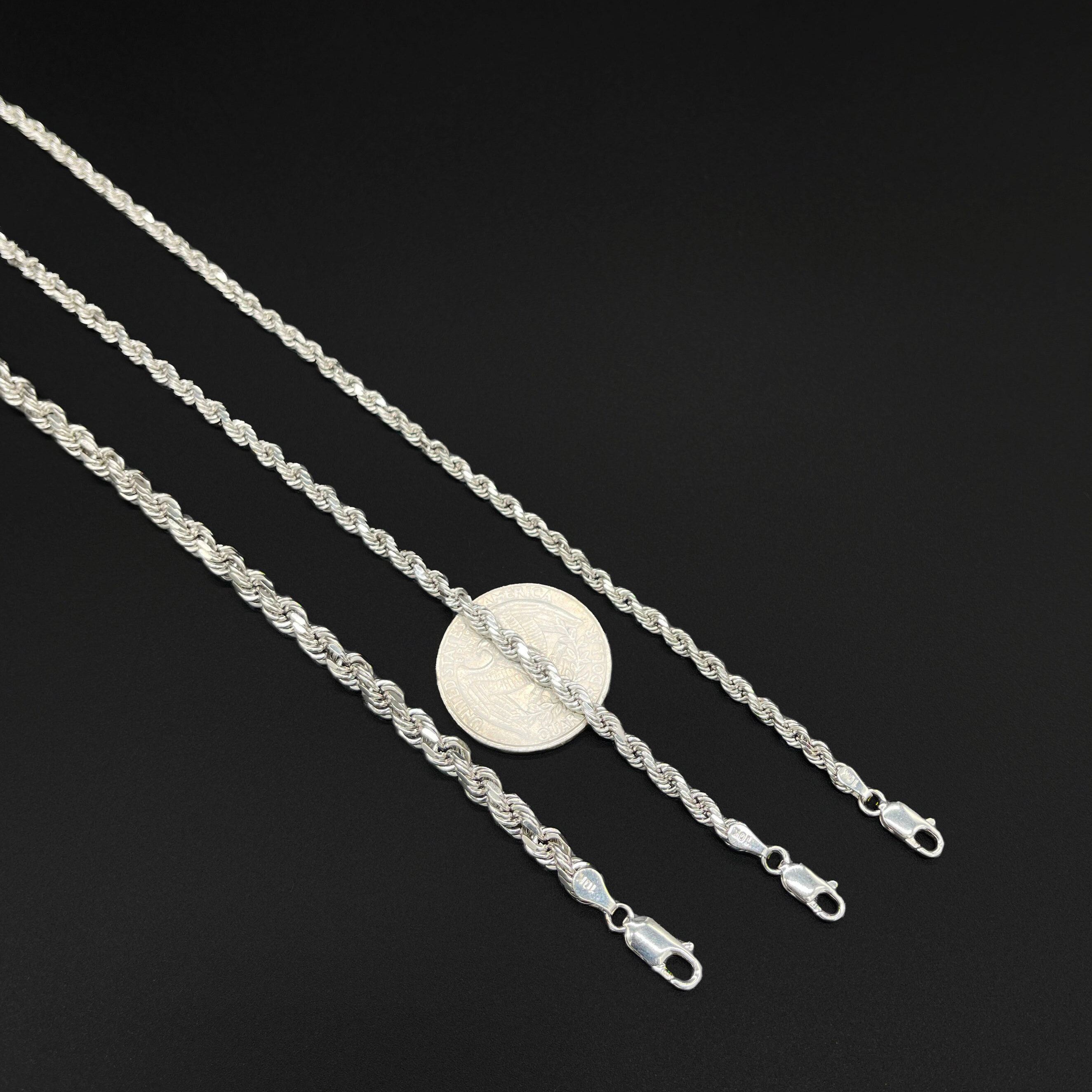 10K Solid Gold Rope Chain Bracelet White Gold Rope Chain Etsy