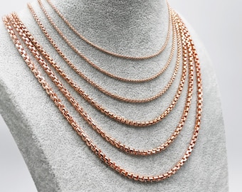 Runde Boxkette aus 14-karätigem Roségold – Damen und Herren