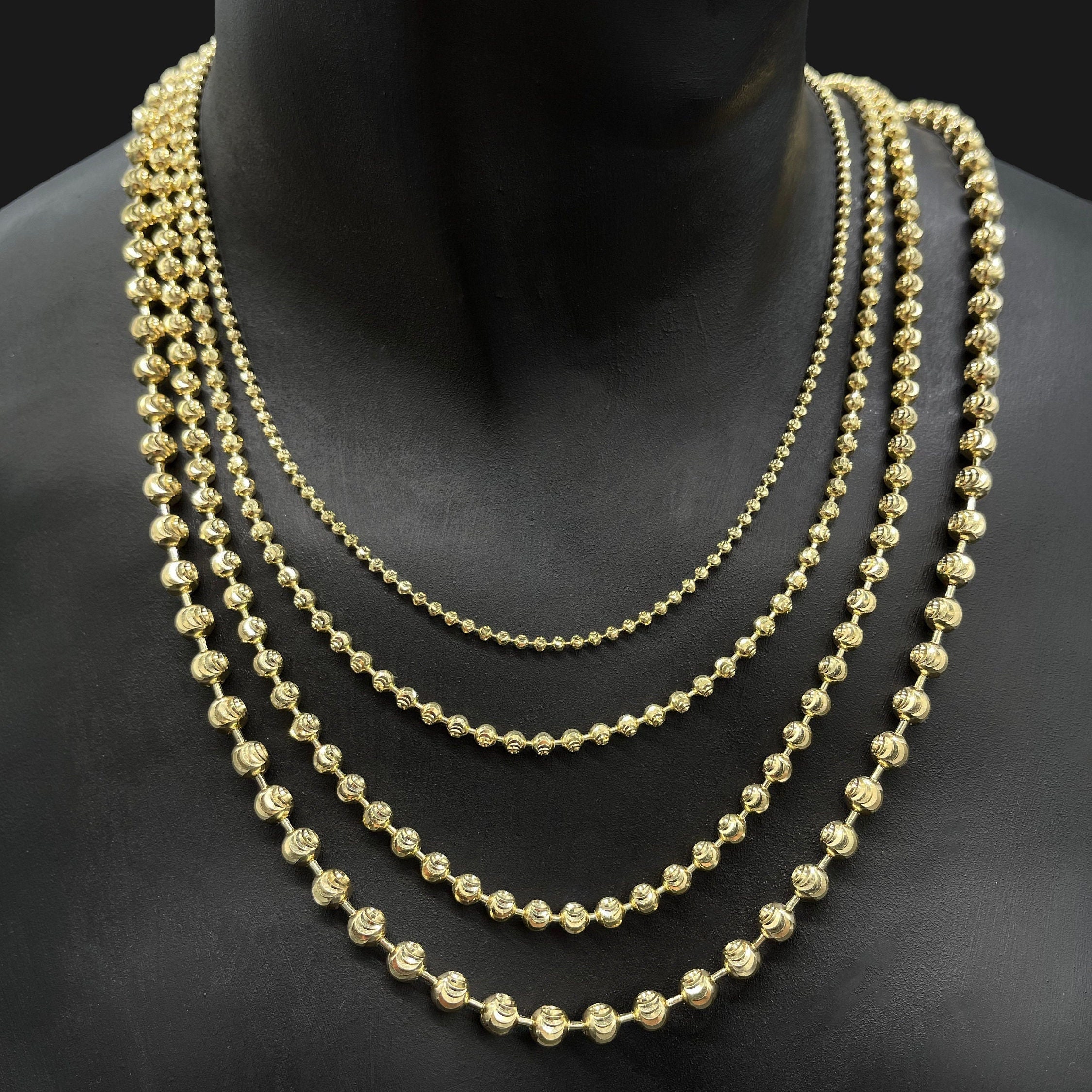 Gold Plated Ball Bead Chain Necklace Chains for Men 