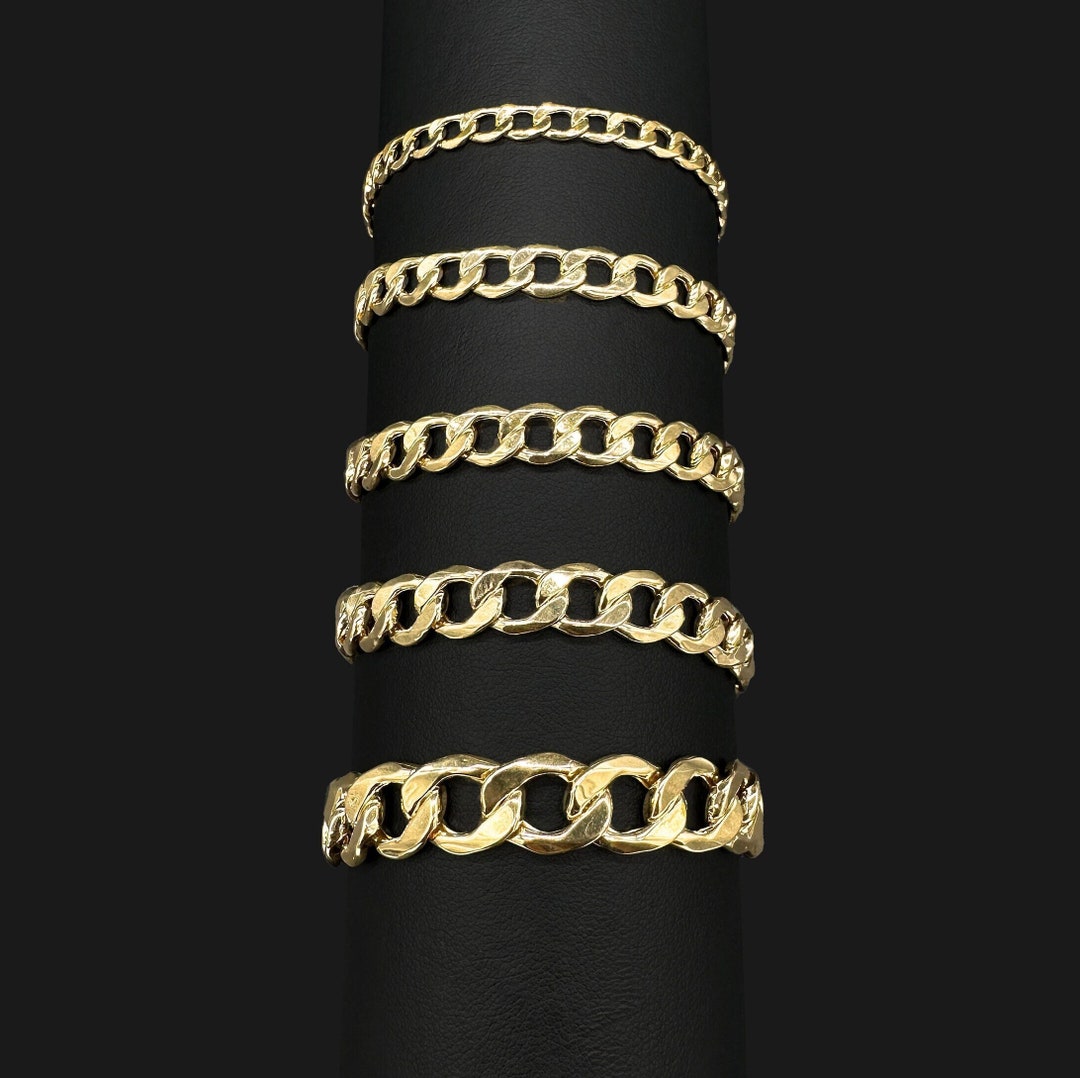 10K Real Gold Cuban Curb Link Chain Bracelet Real 10K Gold Bracelet 5.2mm 7mm 7.8mm 8.8mm 11mm 7