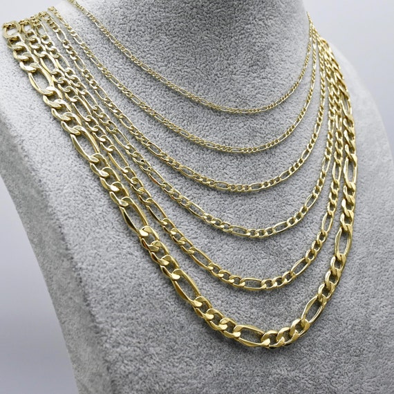 10K Yellow Gold Figaro Link Chain | Polished Finish - Etsy Canada