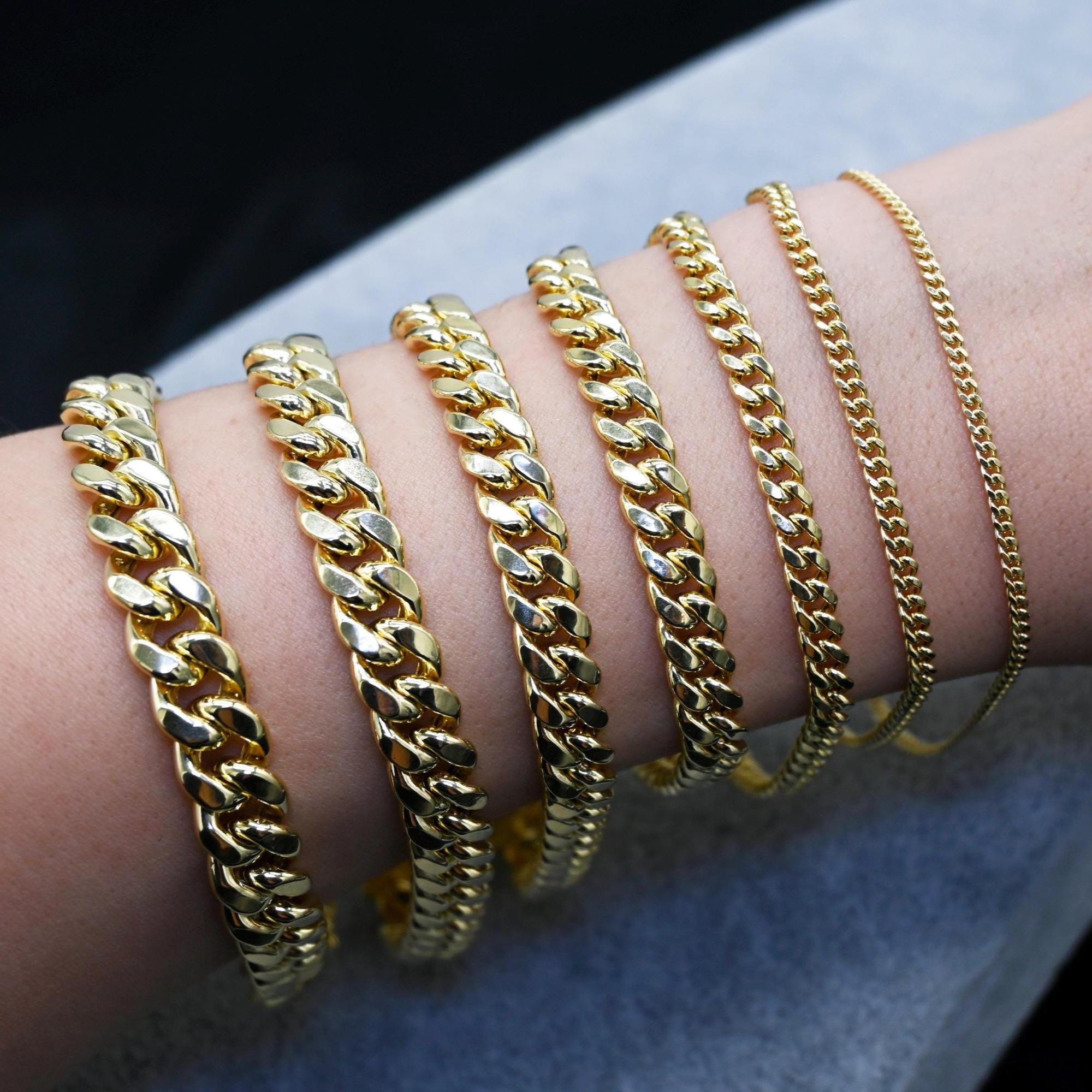 NASTYDOG　Miami Cuban Links Bracelet 10K Real Yellow Gold Miami Cuban Link Bracelet - Unisex - Etsy