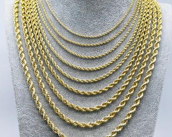 10K Gold Rope Chain Necklace – Twisted Diamond Cut - Etsy
