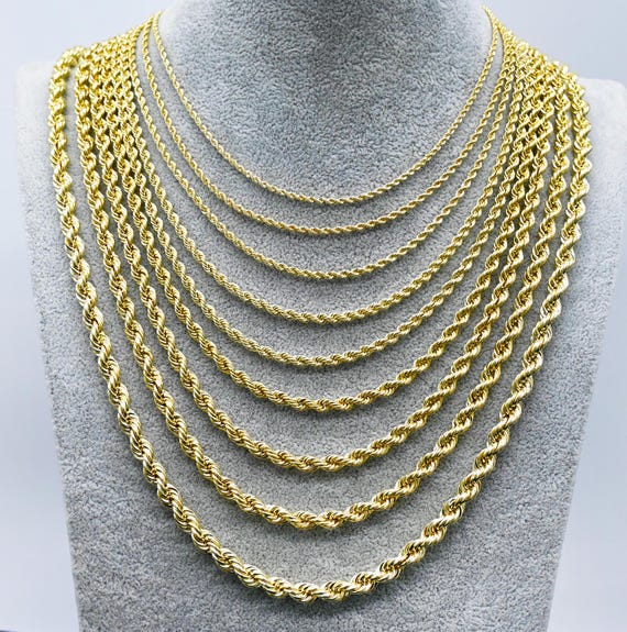 10K Gold Rope Chain Necklace – Twisted Diamond Cut - Etsy