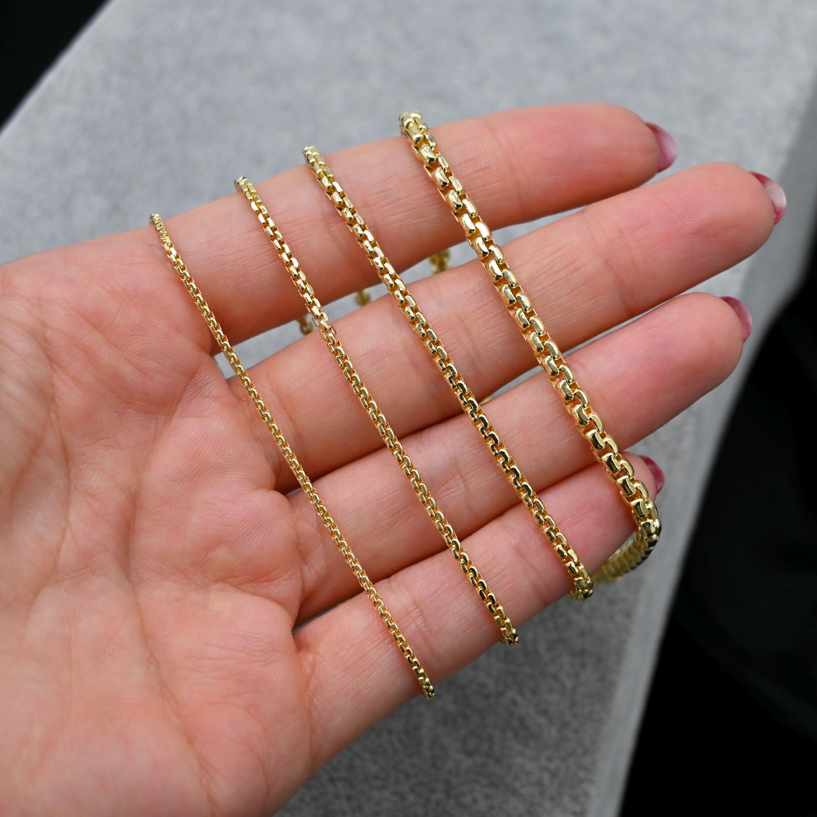 14K Gold Box Chain Bracelet 14K Gold Bracelet Round Box