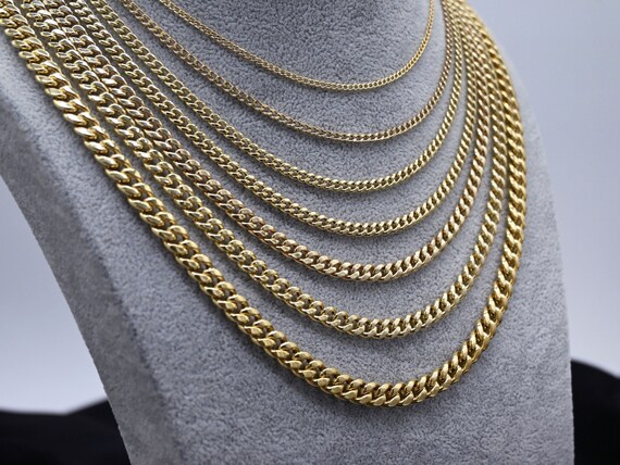 14K Real Gold Miami Cuban Link Chain Necklace 14K Gold Chain Gold