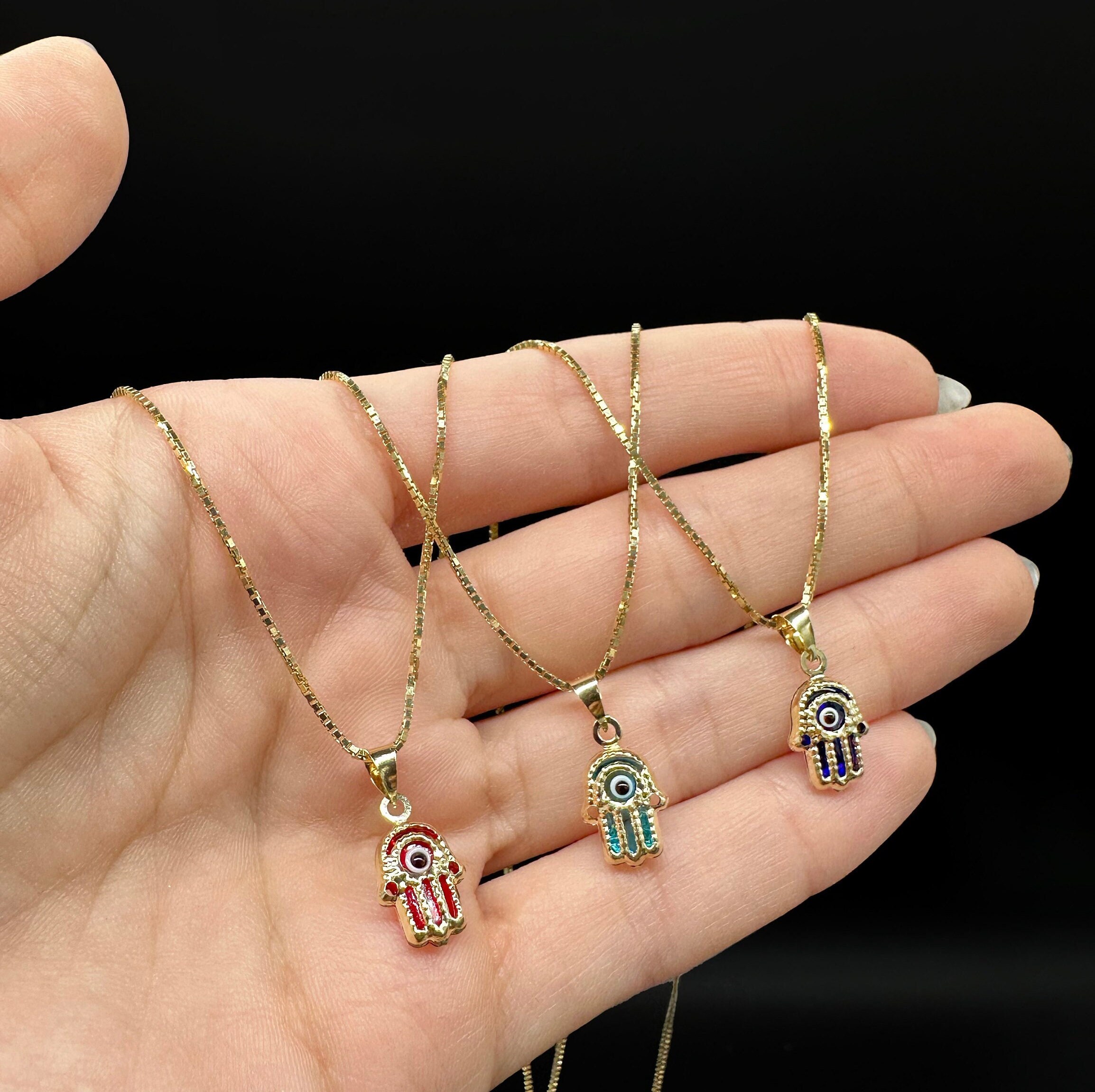 Hamsa evil sale eye necklace gold